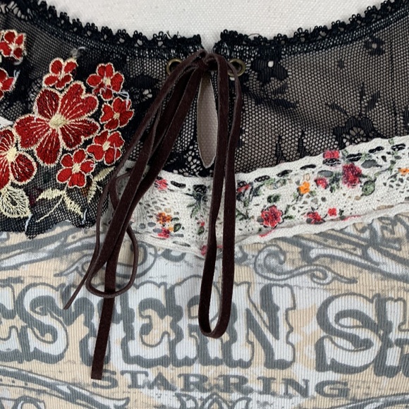 Vanilla Sugar Tan Western Print With Lace Tank Top - Picture 14 of 16